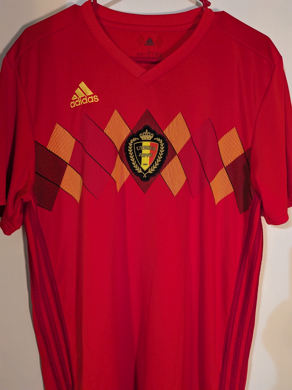 Adidas Belgium Red Soccer Jersey with Yellow Crest